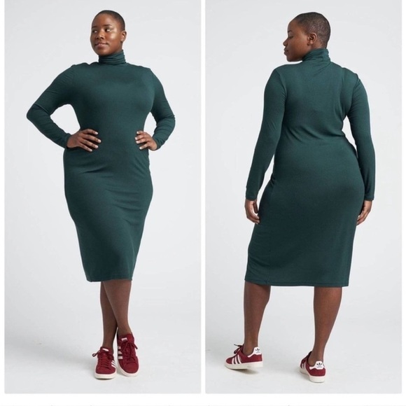 Universal  Standard / Foundation Turtleneck Dress in pine grove green S 14 16 - Picture 1 of 7